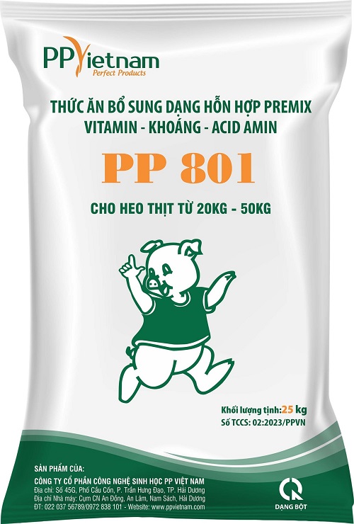 PP801: Premix Vitamin - Khoáng - Acid amin cho heo từ 20 đến 50kg