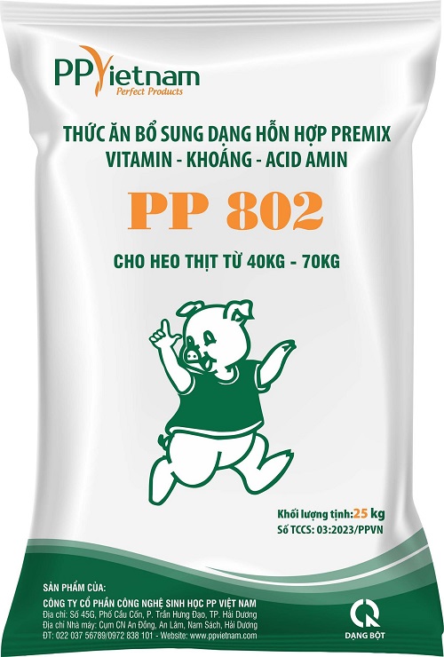 PP802: Premix Vitamin - Khoáng - Acid amin cho heo từ 40 đến 70kg