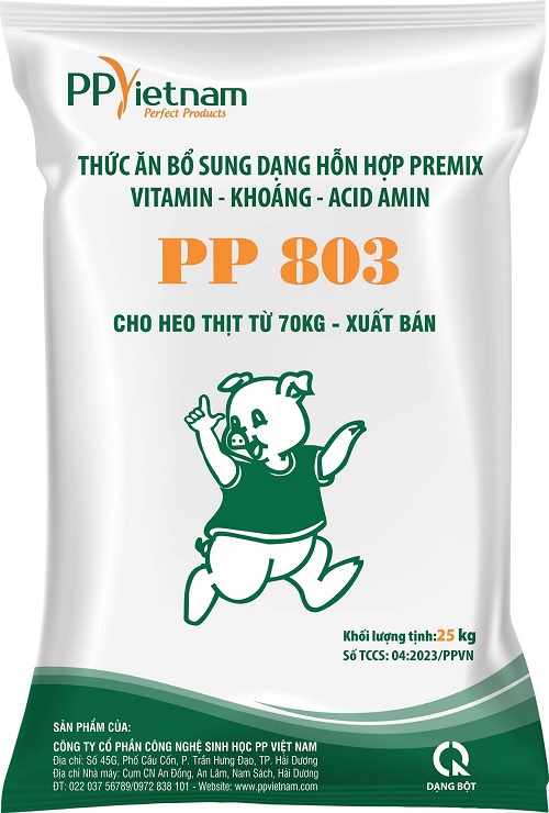 PP803: Premix Vitamin - Khoáng - Acid amin cho heo thịt từ 70kg đến xuất bán