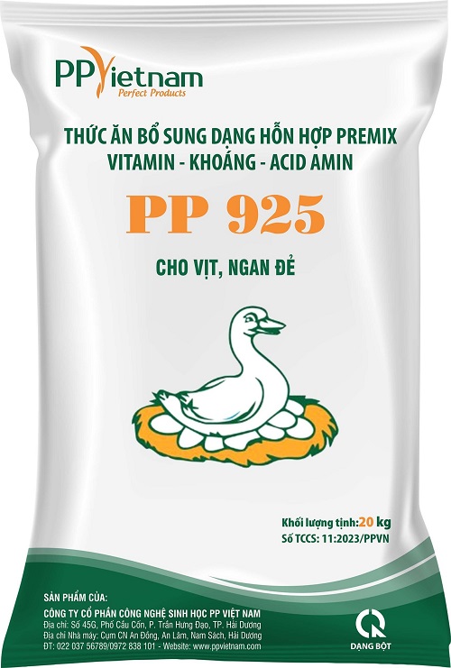 PP925: Premix Vitamin - Khoáng - Acid amin cho vịt, ngan đẻ